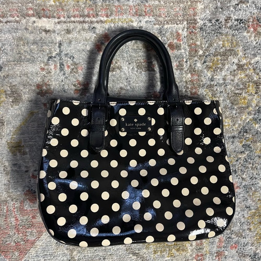 Kate Spade Carlisle Street Sylvie polka dot patent leather handbag